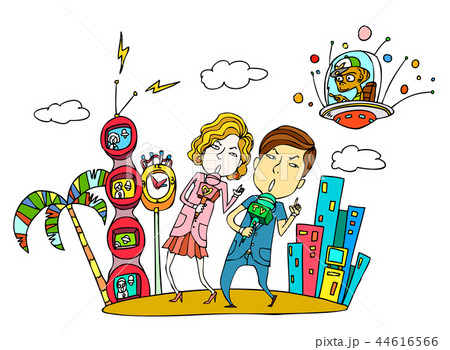 曲がる かがむ 時計のイラスト素材