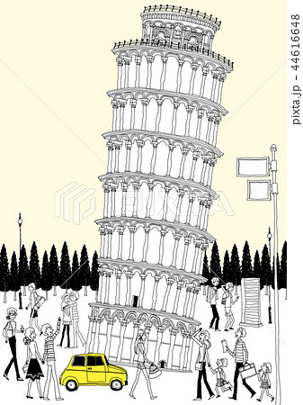 ピサの斜塔 観光客 都市のイラスト素材