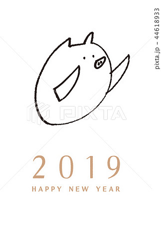 年賀状 2019 亥 手描き イラスト 44618933