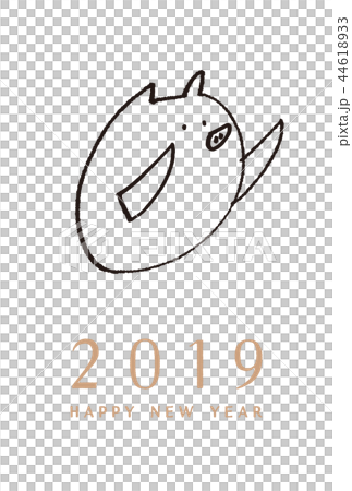 年賀状 2019 亥 手描き イラスト 44618933