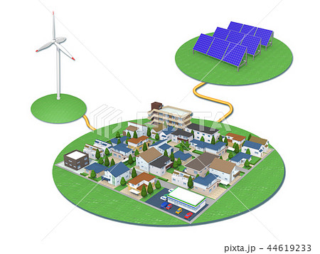 再生可能エネルギー 太陽光発電 風力発電のイラスト素材