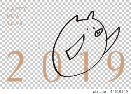 New year's card 2019 persimmon hand drawn illustration 44619349