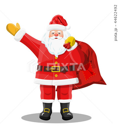Santa with gift bag waving hands. Santa with gift bag waving hands. 44622492