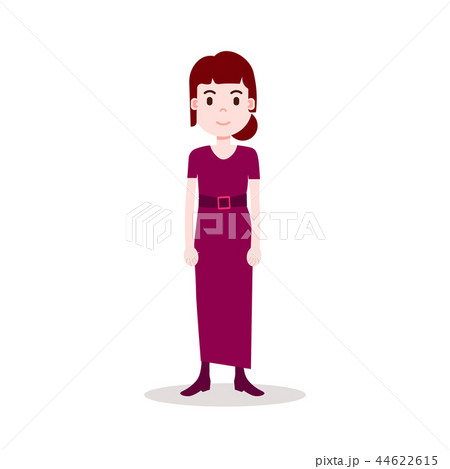 girl brunette character serious female red dress template for design work and animation on white 44622615