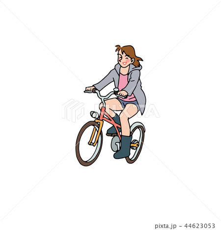 自転車で颯爽と出かけるおねえさん 44623053