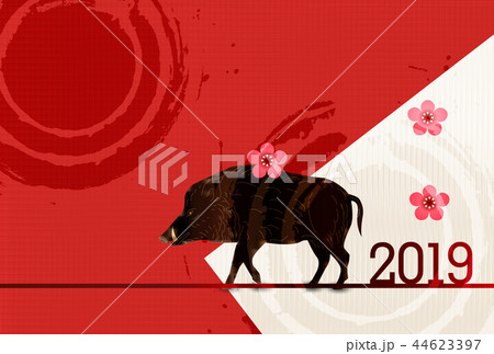 亥　和紙　年賀状　背景  44623397