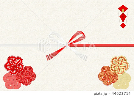年賀水引熨斗梅の花背景のイラスト素材