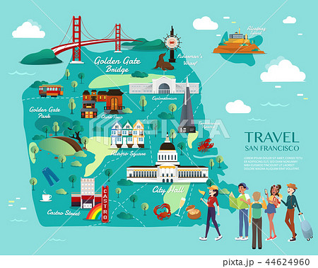 San Francisco Attractions Vector And Illustration. - Stock Illustration  [44624960] - PIXTA