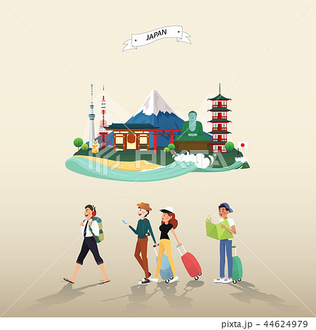 Attraction landmarks in Japan illustration design Attraction landmarks in Japan illustration design 44624979
