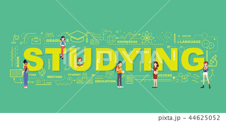 Design Concept Of Word STUDYING Website Banner. 44625052