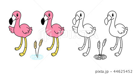 Pink Flamingo Vector Set Cartoon Icon Characterのイラスト素材