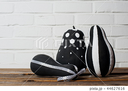 Black and white pumpkins. Home decoration for Halloween. 44627616