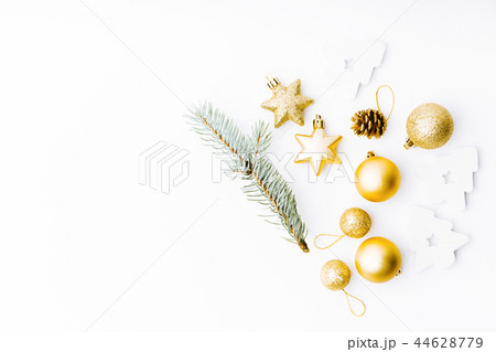 Christmas golden decoration on white 44628779
