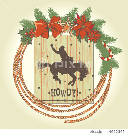 Cowboy christmas wreath with western cowboy lasso Cowboy christmas wreath with western cowboy lasso 44632365