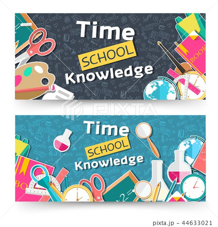flat back to school horizontal banners concept. Vector illustration design flat back to school horizontal banners concept. Vector illustration design 44633021