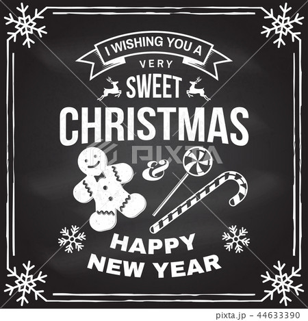 I wish you a very sweet Christmas and Happy New Year stamp, sticker set with snowflakes, christmas 44633390