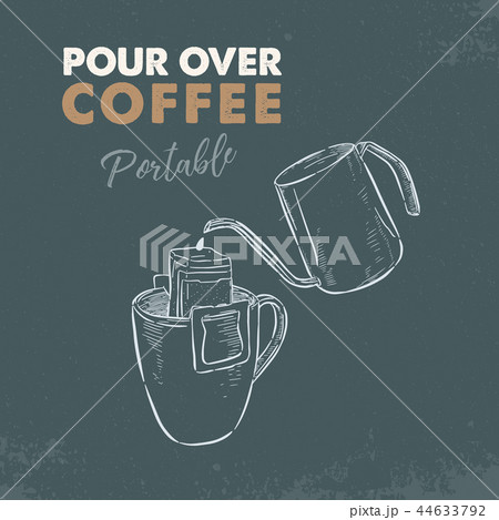 Pour over coffee portable, Sketch vector. Pour over coffee portable, Sketch vector. 44633792