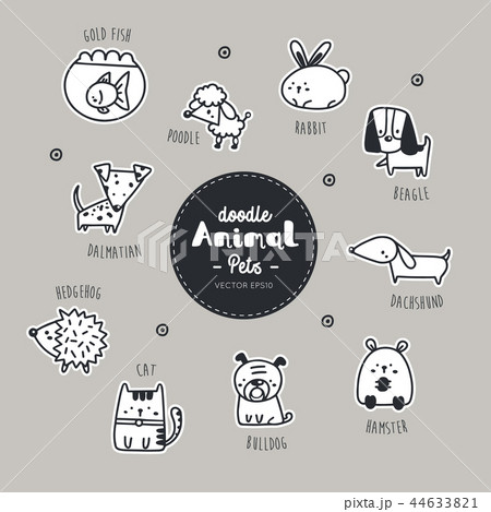 Set of pets, animal icon doodle style vector. Set of pets, animal icon doodle style vector. 44633821