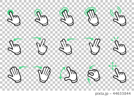 Hand panel touch icon set (cartoon style) - Stock Illustration ...
