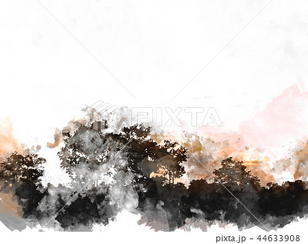 Sunlight and tree field landscape in the evening. 44633908