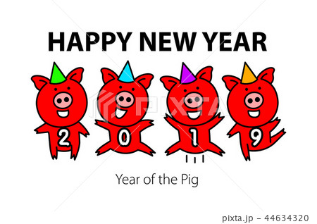 Cute funny pig. Happy New Year. Chinese 2019 44634320