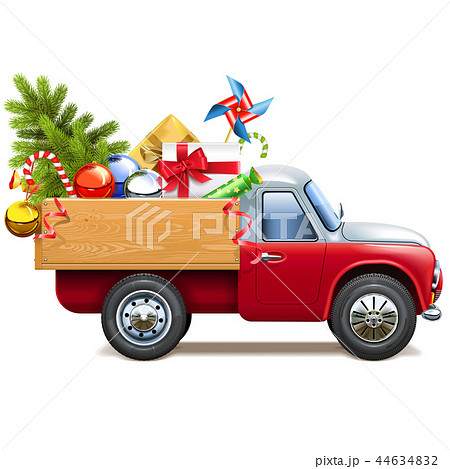 Vector Christmas Truck with Fir Tree 44634832