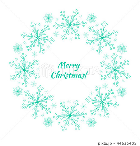 Beautiful wreath with teal blue snowflakes 44635405