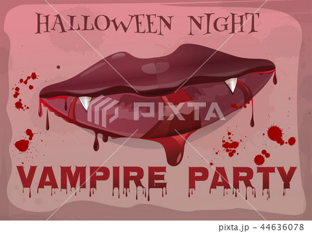 Halloween vampire party. Feminine lips in blood Halloween vampire party. Feminine lips in blood 44636078