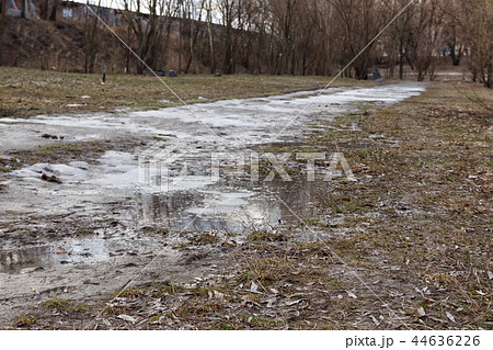 Winter sunny landscape, view of the lake in the  44636226