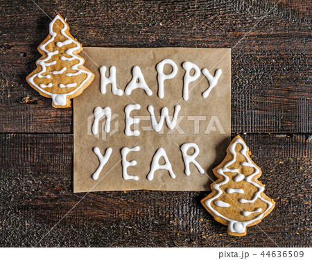 Christmas gingerbread cookies and inscription  44636509