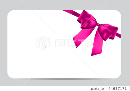 Blank Gift Card Template with Pink Bow and Ribbon. Vector Illustration for Your Business 44637171