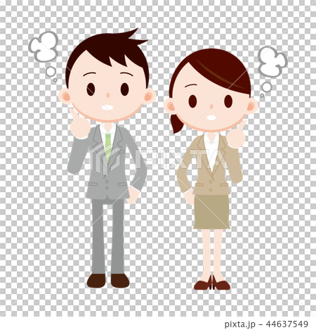 スーツの会社員　男女　考える　思案中 44637549