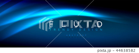 Neon glowing fluid wave lines, magic energy space light concept, abstract background wallpaper 44638582