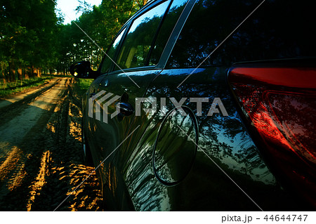 car in summer view from behind on the road car in summer view from behind on the road 44644747