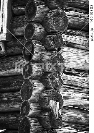 Old wooden houses in the village 44649308