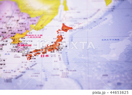 日本列島と世界地図 日本中心のイメージ イメージ素材の写真素材