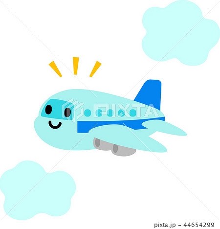 笑顔の飛行機のキャラクターのイラスト素材