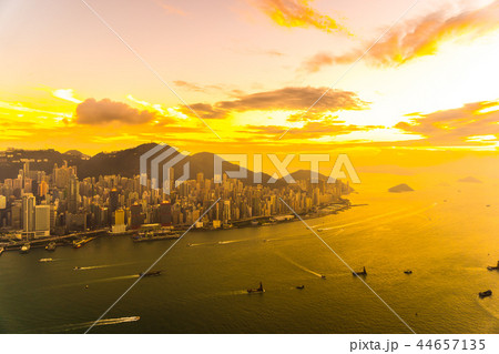 Beautiful colorful sunset in hong kong city skyline 44657135