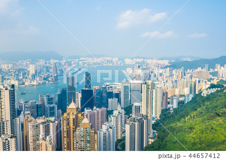 Beautiful architecture building exterior cityscape of hong kong city skyline Beautiful architecture building exterior cityscape of hong kong city skyline 44657412