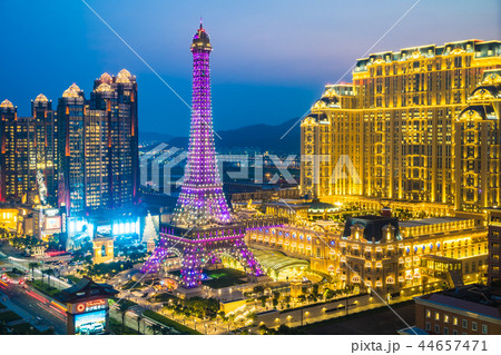China, Macau - September 10 2018 - Beautiful eiffel tower landmark of parisian hotel and resort in macau city 44657471
