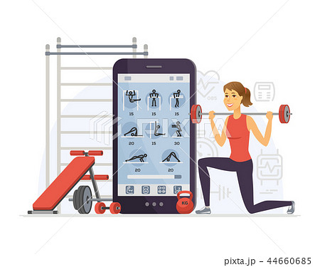 Fitness app - modern vector cartoon character illustration 44660685