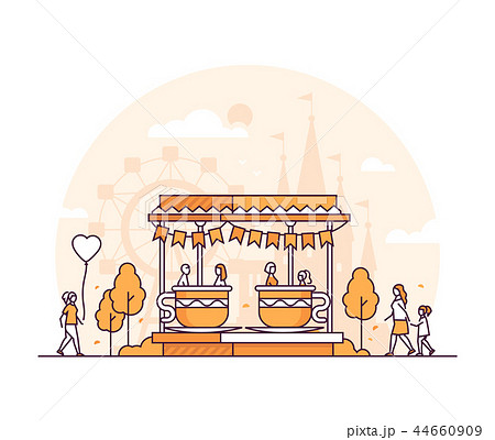 Carousel - thin line design style vector illustration Carousel - thin line design style vector illustration 44660909