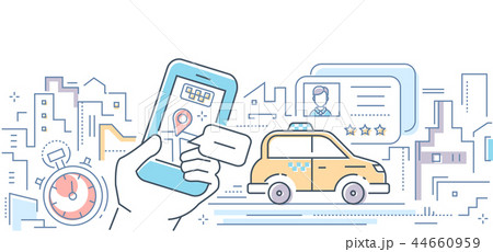 Taxi mobile app - colorful line design style vector illustration 44660959