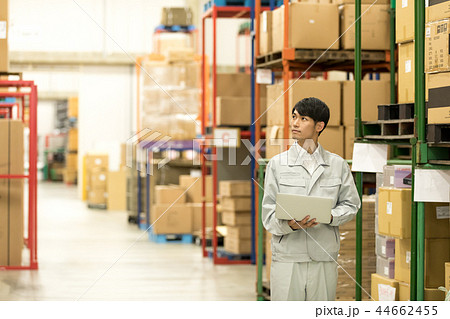 倉庫　物流　流通　ビジネスイメージ　ノートパソコン　マネジメント 44662455