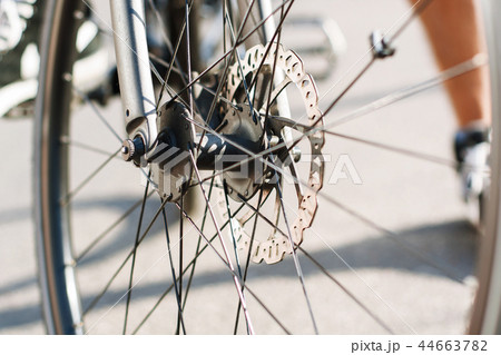 Part of Bike brake disc in close up. Part of Bike brake disc in close up. 44663782