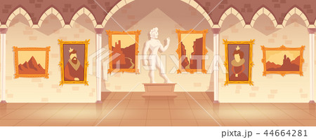 Vector cartoon art gallery in medieval palace Vector cartoon art gallery in medieval palace 44664281