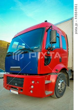 Red cargo truck Red cargo truck 44664661