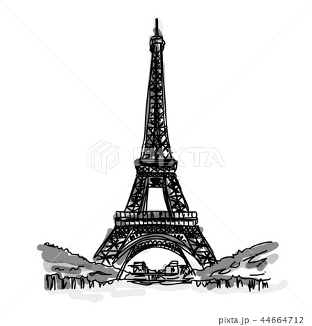 Free Hand Doodle Sketch Of Eiffel Tower In Parisのイラスト素材