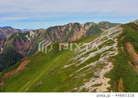 北アルプス 常念,横通岳辺りを空撮 北アルプス 常念,横通岳辺りを空撮 44665316
