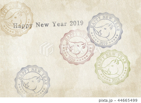 イノシシスタンプでレイアウト【年賀状素材】 イノシシスタンプでレイアウト【年賀状素材】 44665499